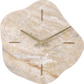 SensaHome Horloge Murale Séoul - Klok Style Japandi - Forme Organique Asymétrique - Aspect Marbre - Ø30cm - Beige