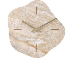 SensaHome Wandklok Seoul - Japandi Stijl Klok - Assymetrische Organische Vorm - Marmerlook - Ø30cm - Beige