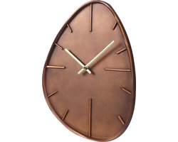 SensaHome Wandklok Dakar - Japandi Organisch Design - Assymetrische Klok Vorm - Walnoot Hout Stijl - 30cm - Bruin