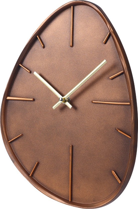 SensaHome Wandklok Dakar - Japandi Organisch Design - Assymetrische Klok Vorm - Walnoot Hout Stijl - 30cm - Bruin