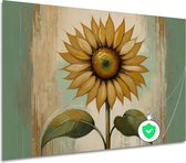 Zonnebloem wanddecoratie - Plant poster - Poster Bladeren - Wanddecoratie modern - Slaapkamer posters - Muurdecoratie slaapkamer poster 120x80 cm