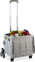 Bol.com Relaxdays boodschappentrolley traploper - vouwkrat - boodschappenkrat - opvouwbaar - 50 kg aanbieding