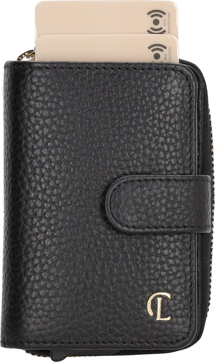 Charm London Washington Creditcard etui - Pasjeshouder - Creditcardhouder - RFID - Bescherming - Muntgeld - Briefgeld - Leren Dames Tas - Zwart