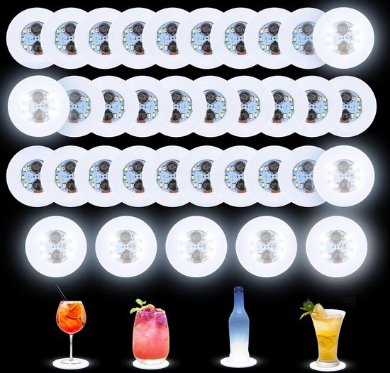 Flesverlichting - LED Onderzetters - Set van 50 Stuks