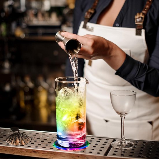 8 Stück Bunt LED Leuchtuntersetzer, Wasserdichter Untersetzer, Acryl Runder Leuchtmatte ON/Off Taste Getränke Untersetzer, LED-Baruntersetzer Bierdeckel für Kaffee, Tee, Bier, Milchtee