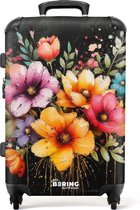 NoBoringSuitcases.com® - Grande valise Fleurs de style graffiti - Bagage - Valise de voyage - Valise chariot - Valises 67cm