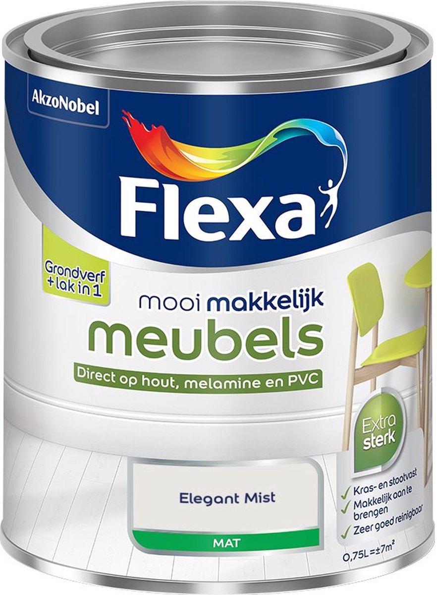 Flexa - mooi makkelijk meubels mat - Elegant Mist - Kleur van het jaar 2025 - Mengverf - 0.75 L