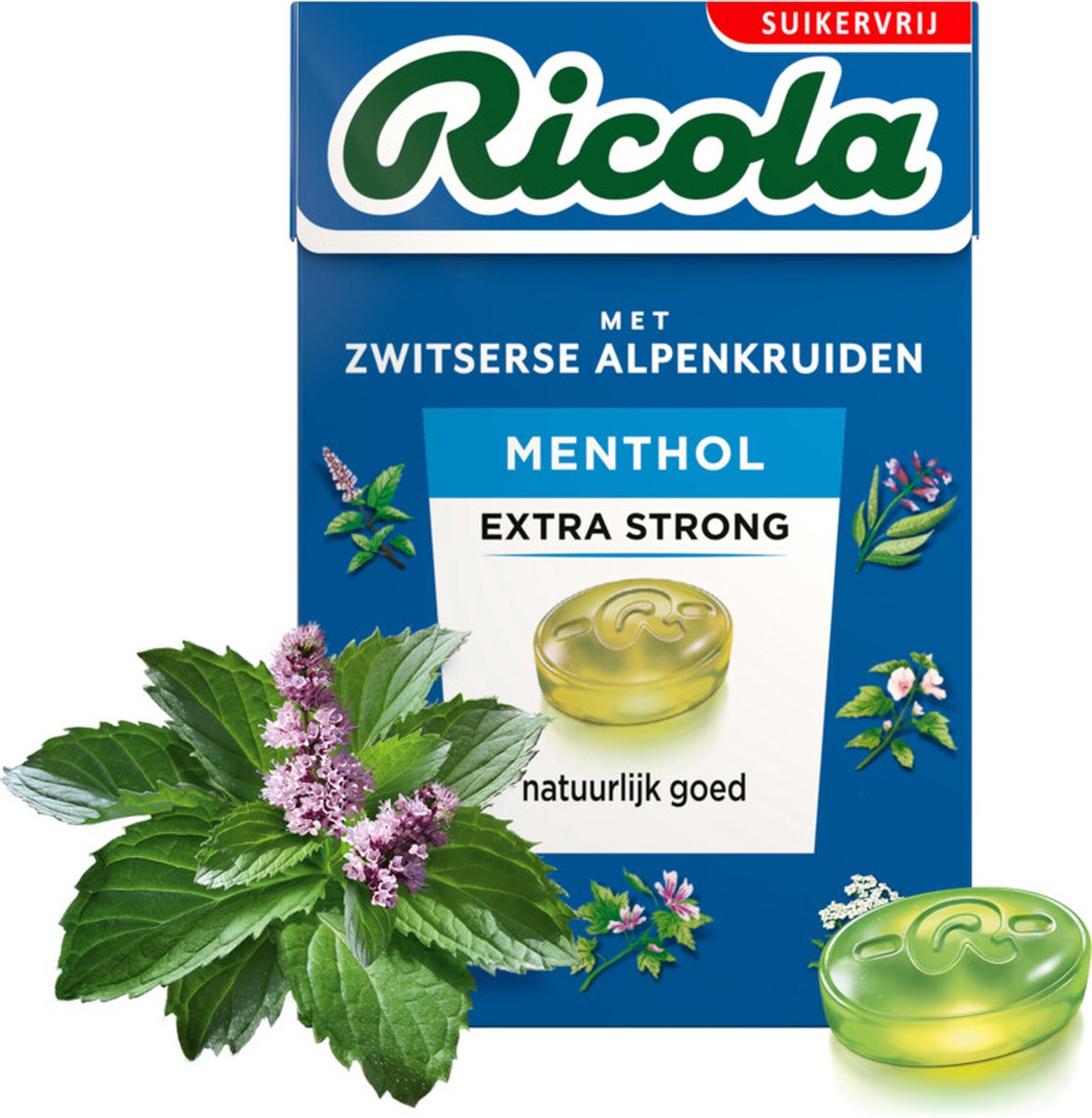 Ricola Menthol Extra Strong Suikervrij Doosje - 24 x 50 gr - Voordeelverpakking