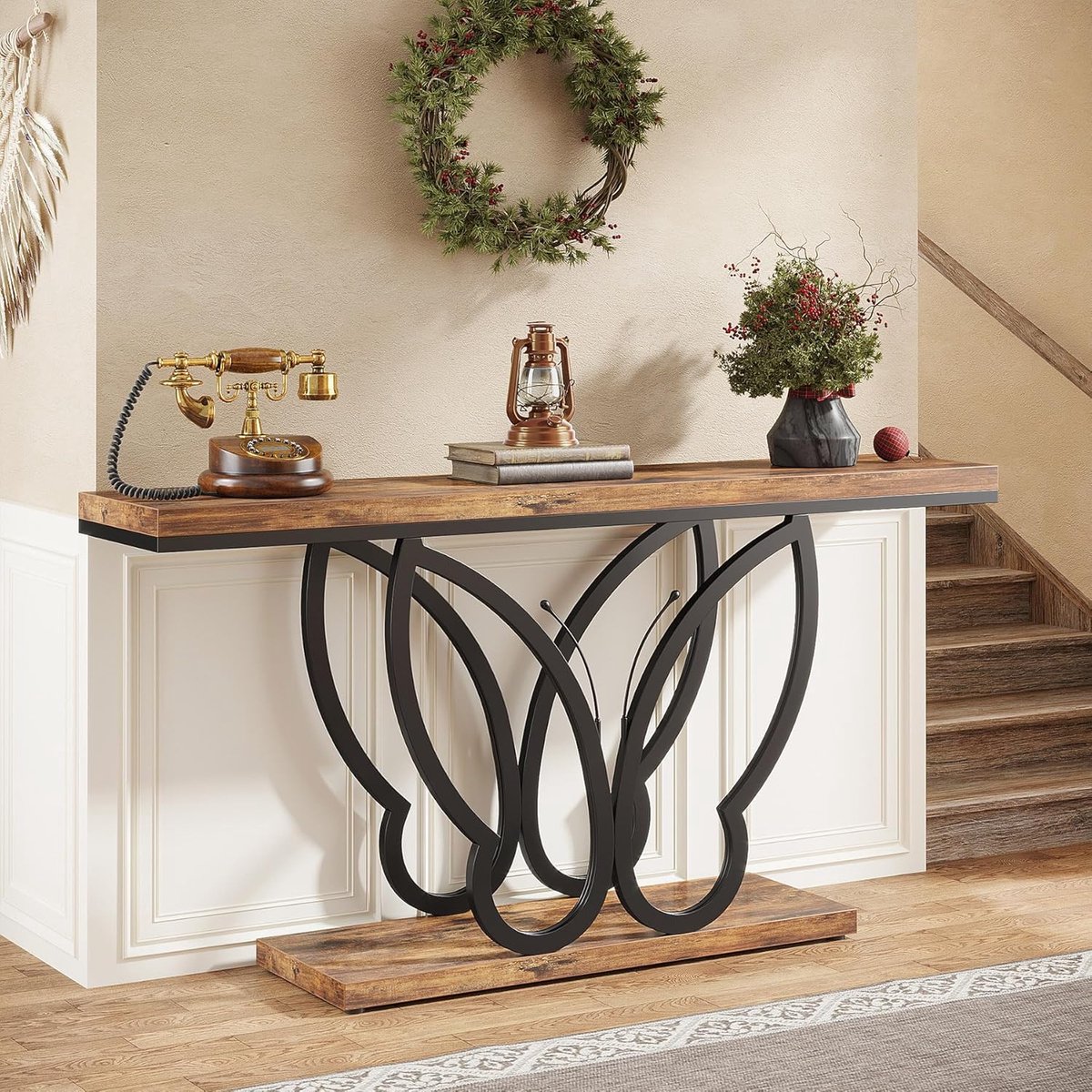 4-laags Entreetafel Achter De Bank, 105 Cm Landelijke Salontafel Voor De Woonkamer Entreetafel Voor De Hal