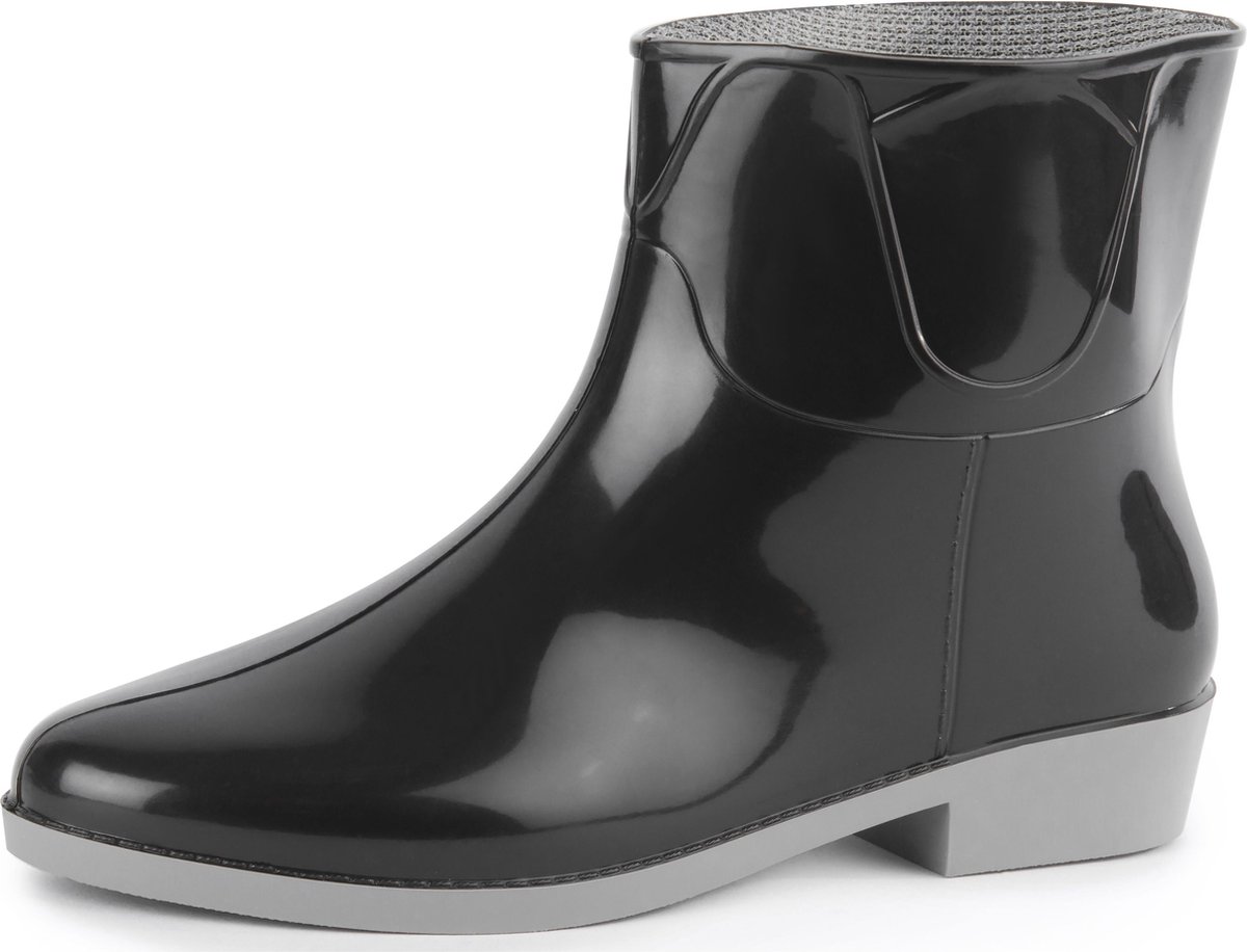 Ladeheid Dames Regenlaarzen - Korte Rubberen Laarzen - PVC - LA-ZT-Meduza - Zwart/Grijs 14M - 39