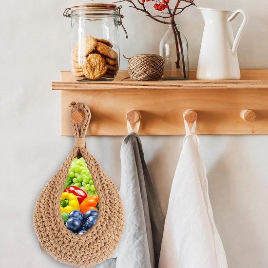 Plantenhanger 18x15cm Bruin/Naturel | Hangende mand | Handgemaakt | Planten-houder / Hang-plant
