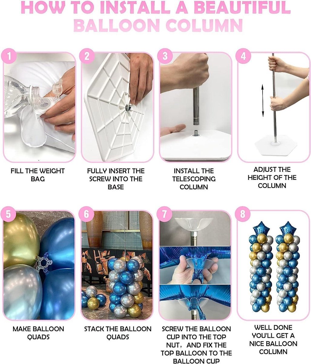 YALLOVE Ballon Kolom Standaard Kit, 2 Sets 50cm tot 2m Verstelbare Ballonstandaard Metalen Ballonhouder Torenpijler met Beker voor Verjaardag, Bruiloft, Babyshower, Festival, Evenement YALLOVE Ballon Kolom Standaard Kit, 2 Sets 50cm tot 2m Verstelbare Ballonstandaard Metalen Ballonhouder Torenpijler met Beker voor Verjaardag, Bruiloft, Babyshower, Festival, Evenement