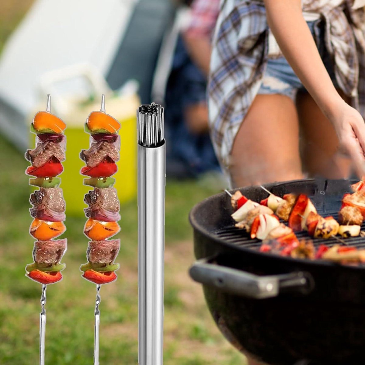 20 Pièces Brochettes De Barbecue En Acier Inoxydable, 38 C Brochettes