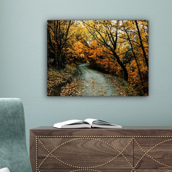 Toile Peinture Feuilles - Automne - Forêt - 40x30 cm - Décoration murale