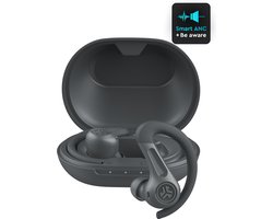 JLab JBuds Sport ANC 4 Draadloze oordopjes – Oortjes Draadloos - Hybrid Active Noise Cancelling - 60 Uur Afspeeltijd - IP66 Waterbestendig - Aanpasbare EQ3 instellingen - Bluetooth multipoint - Hardlopen - Zwart