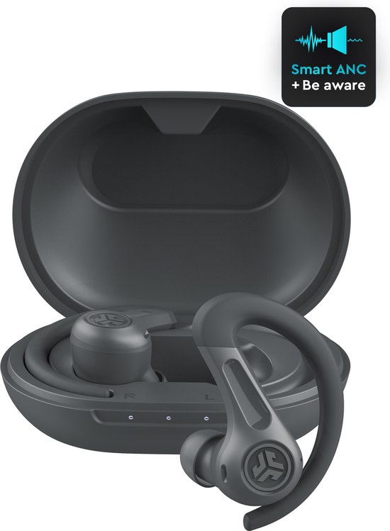 JLab JBuds Sport ANC 4 Draadloze oordopjes Oortjes Draadloos - Hybrid Active Noise Cancelling - 60 Uur Afspeeltijd - IP66 Waterbestendig - Aanpasbare EQ3 instellingen - Bluetooth multipoint - Hardlopen - Zwart - sport oordopje vergelijking