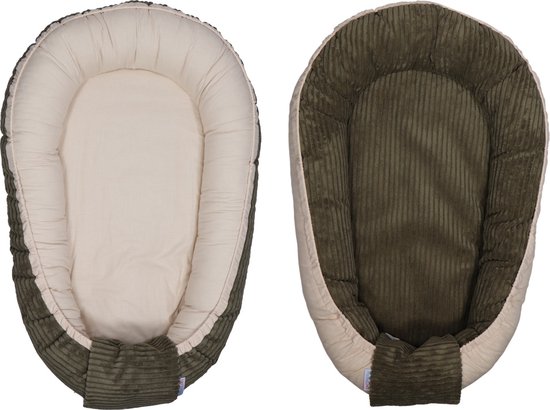 MamaLoes Velours Rib Groen Omkeerbaar Babynest