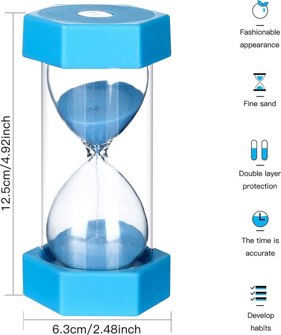 Zandloper, Grote set van 5/6/7/8 zandlopers timer, zandloper for kinderen, 1/3/5/10/15/30 minuten, breekbestendig, kleurrijke kindertandenborsteltimer for spelende kinderen (Color : 7 Pieces of 1 3 5
