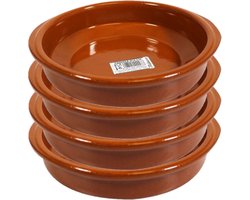 Tapas schaaltje - Set van 4x stuks - Alicante - 18 cm - terracotta - met handvatten - tapas bakje - hapjes - serveerschalen/borden/ovenschalen