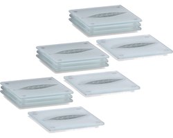 Glazenonderzetters - 12x stuks - met bladeren print - 10 x 10 cm - voor glazen - tafeldecoratie