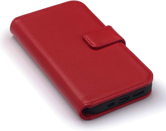 Coque pour iPhone 15 - Bookcase portefeuille de Luxe MobyDefend - Rouge - Étui pour téléphone portable - Étui de téléphone adapté pour iPhone 15