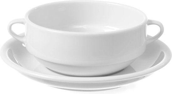 Plat Hendi pour bol à soupe - bords renforcés - porcelaine blanche - ⌀170 mm