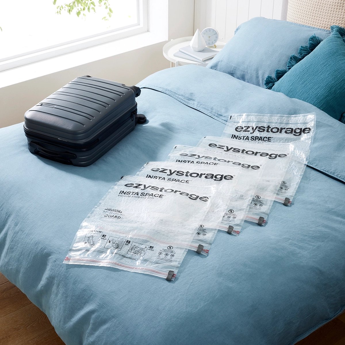 Ezystorage oprolbare vacuümzak 2x small en 3x medium - Transparant - Luchtdicht
