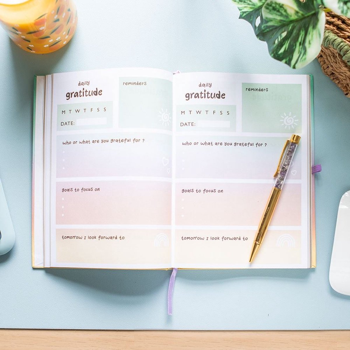 Something Different - Multicoloured Gratitude with Amethyst Pen Notitieboek - Multicolours