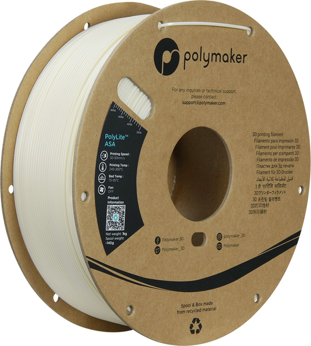 Polymaker PolyLite ASA Filament Natural 1,75mm 1KG