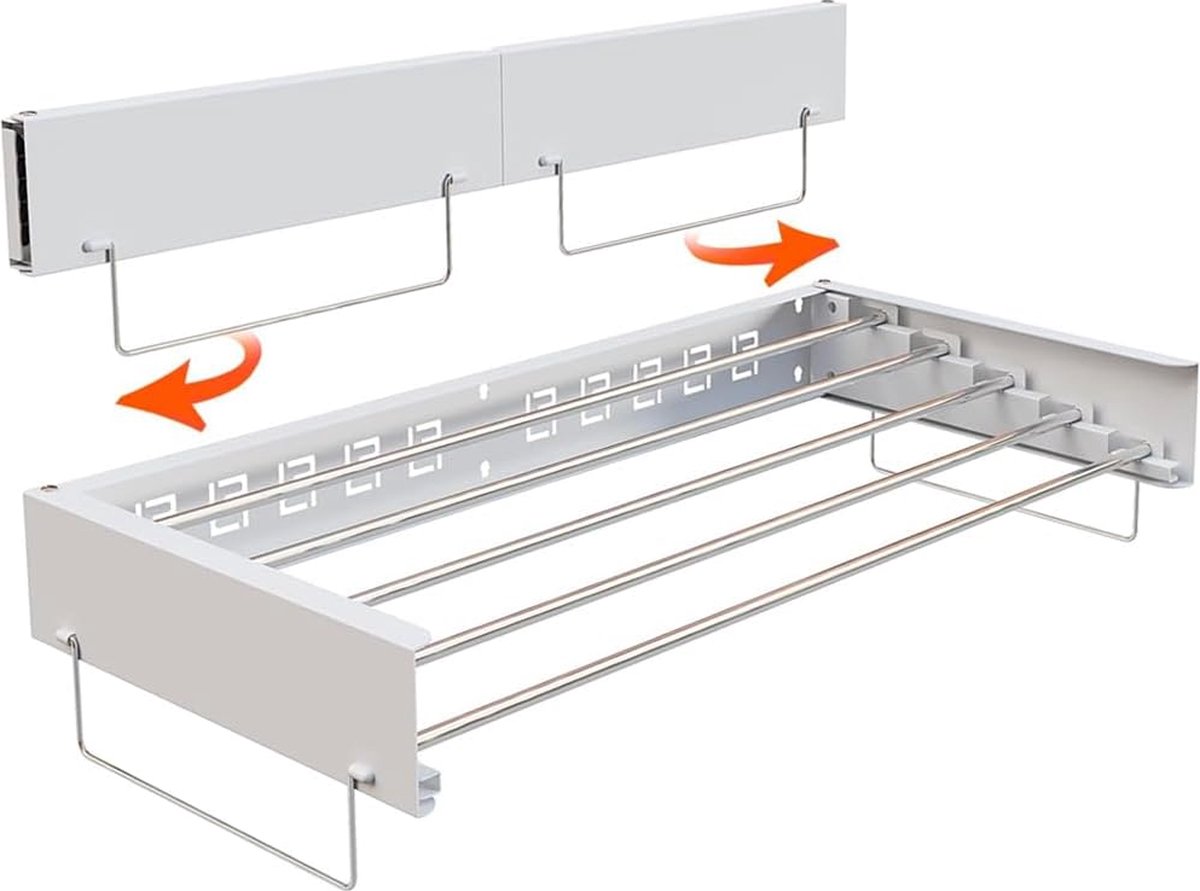 Goedkoopste JGS® - Wandmontage Wasrek 100 cm, Ruimtebesparend Inklapbaar Droogrek, Compact & Modern Design