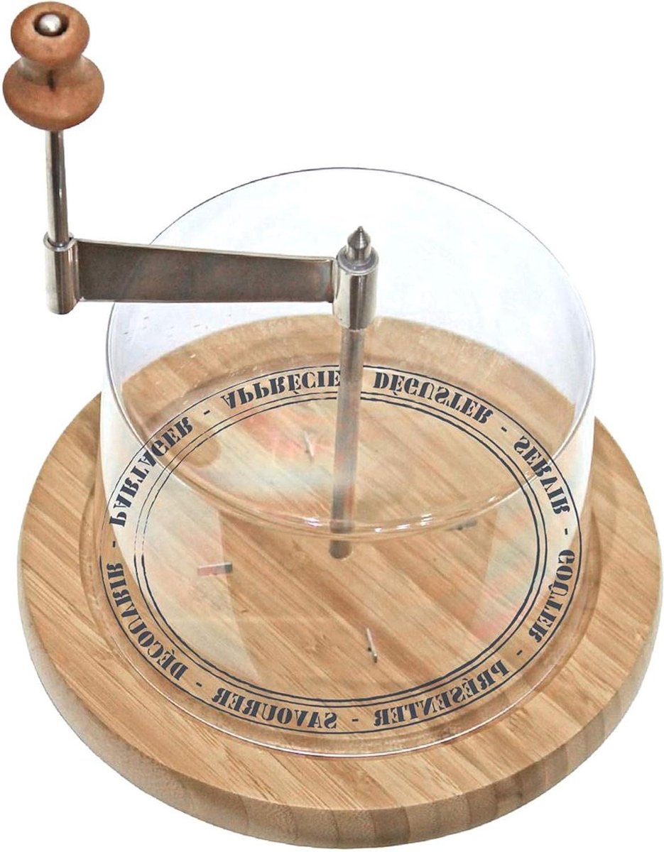 Kaasplank beige houten bel 183 x 183 x 247 cm - Kaasplankje met handvat kaasstolp