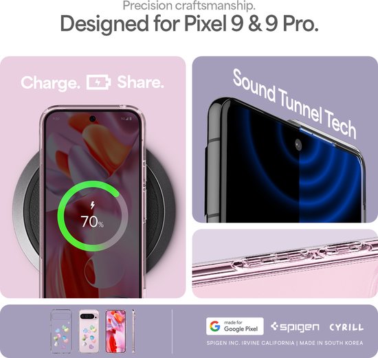 Coque Spigen Ultra Hybrid Pour Google Pixel 9 / Pixel 9 Pro - Candy Hearts - Transparente, Protection Renforcée Air Cushion