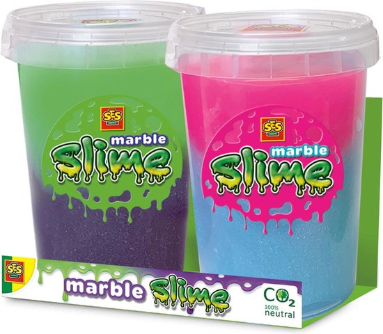 Foto: Ses marble slime duopak slijm blauw en roze paars en groen 400g