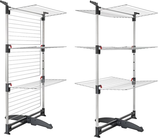 Tomado - Droogtoren Ciclone Vario - 38 meter drooglengte - Inklapbaar - Aluminium en Metaal - Met kledinghangershaken - 5 jaar garantie - Zilvergrijs