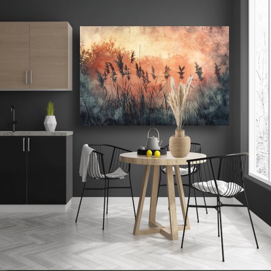 Riet poster - Natuur wanddecoratie - Poster Lucht - Wanddecoratie klassiek - Posters woonkamer - Muurdecoratie poster 75x50 cm