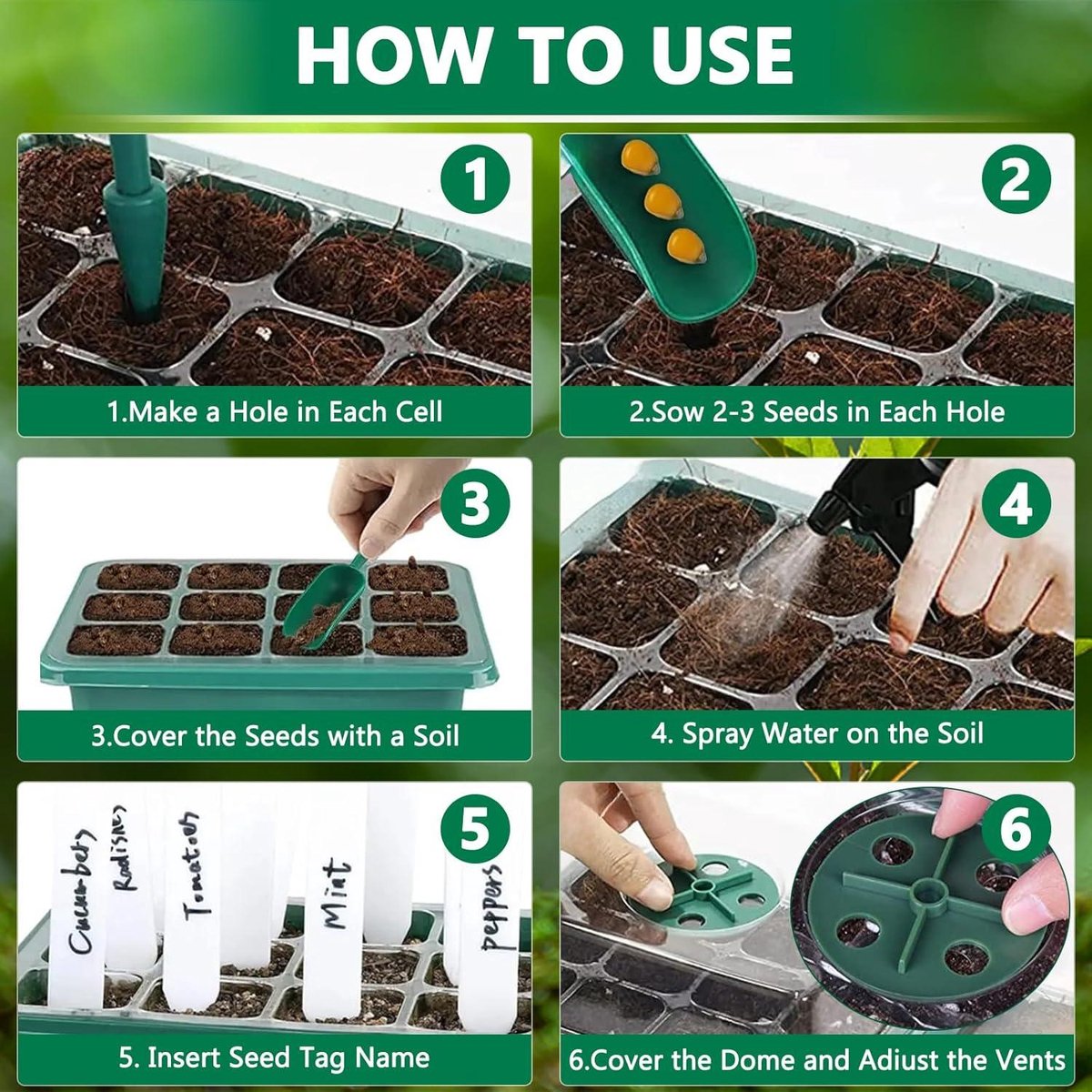 BONJUME Kas, 3 STKS Kweekpotten Bodem Kleine Kas Plant Groeiende Set Indoor Kas 120 Cellen Kas Groeiende Set Groeiende Doos Met Plant Lamp Voor Plantengroei En Zaad Ontkieming