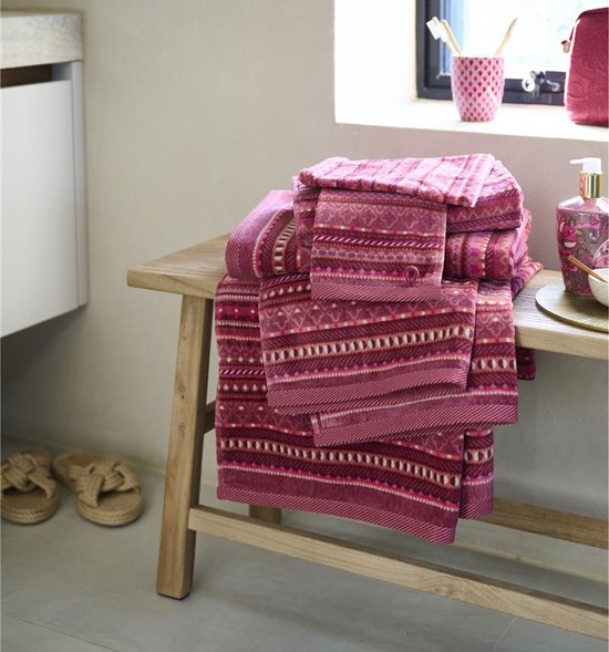 Pip Studio Serviette de bain imprimé géométrique Pink foncé 70x140