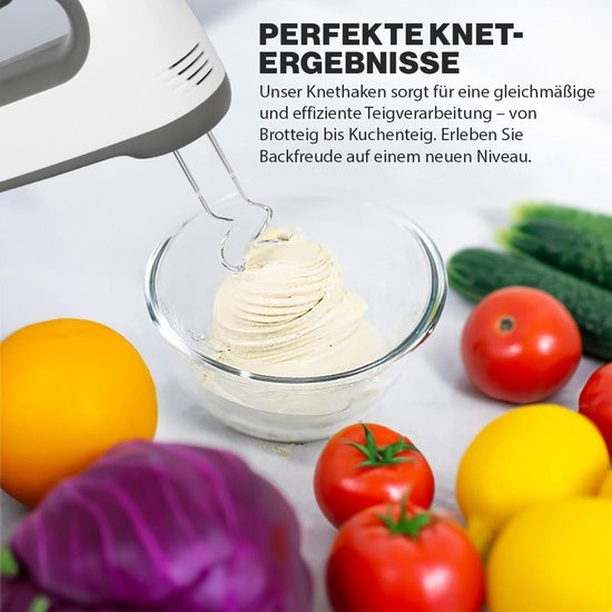 Handmixer - 400 watt motor - Turbostand - 5 snelheidsstanden - Vaatwasserbestendige garde en kneedhaak — afbeelding 3