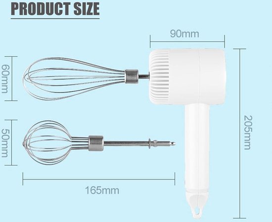 Rechargeable Hand Mixer-3 Speeds-USB Rechargeable-Portable Electric Hand Mixer-Baking/Cream/Milk Frother — afbeelding 3