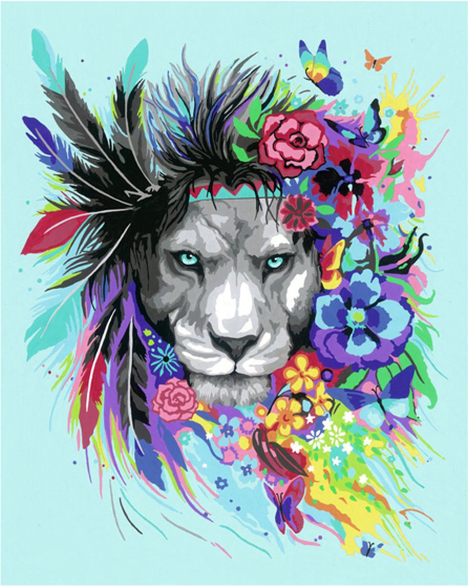 Ravensburger CreArt Boho Lion - Schilderen op nummer voor volwassenen - Hobbypakket — afbeelding 3