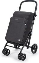 Carlett Urban Family Boodschappentrolley - Tasinhoud 62L - Koelvak 12L - 4 wielen - Lichtgewicht - Opvouwbaar - Zwart