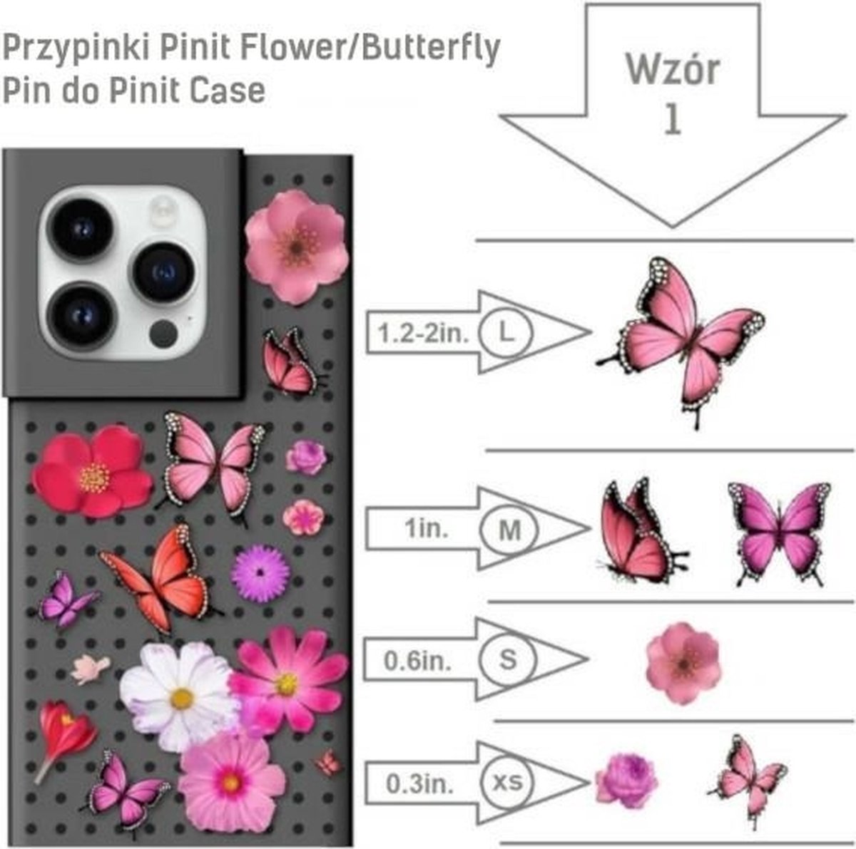 Pinit bloem/vlinderpin voor Pinit Case-patroon 1