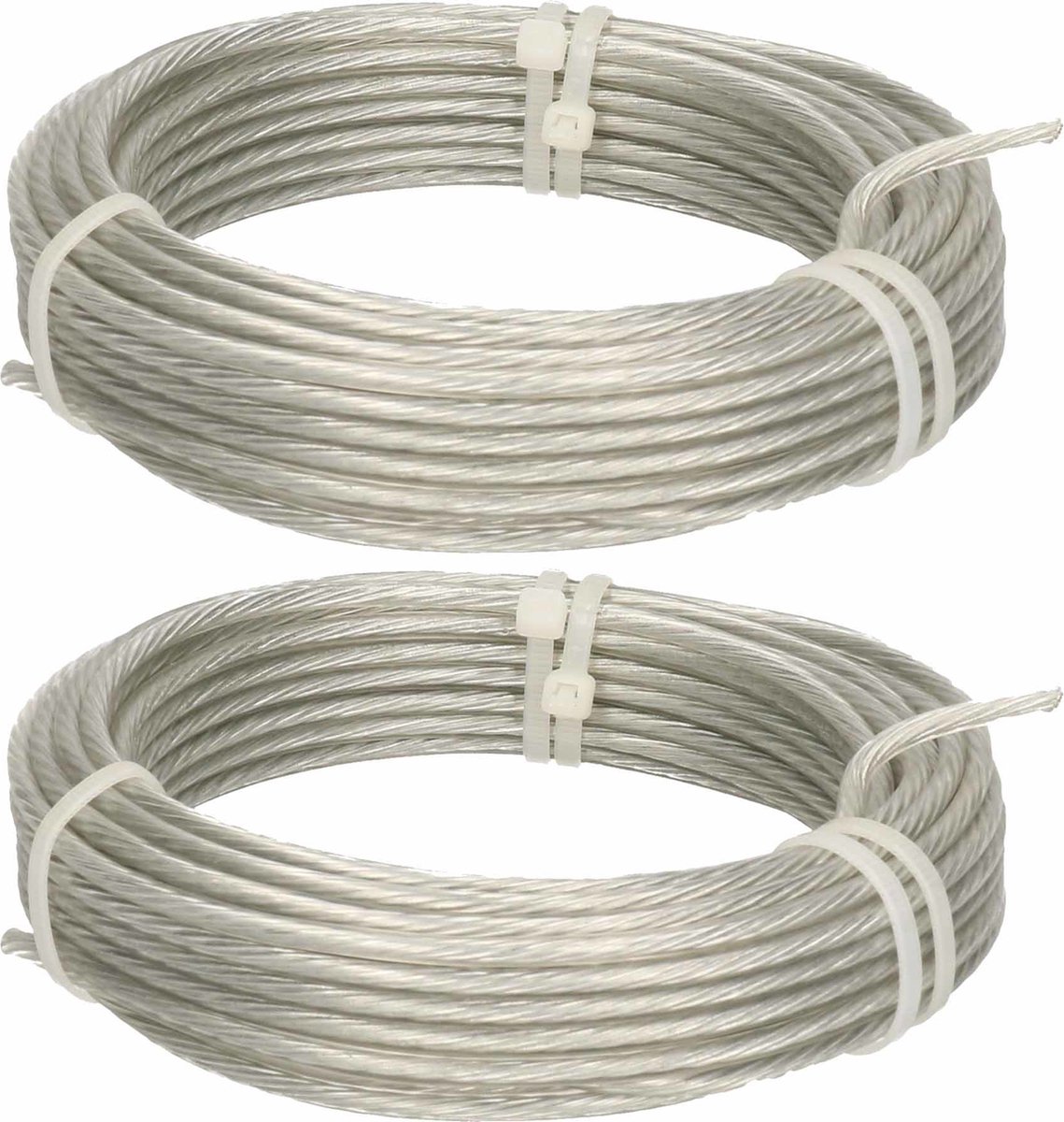 Goedkoopste Waslijndraad - 2x - staal - transparant - 10M - drooglijn voor wasgoed - waslijn / waslijnen