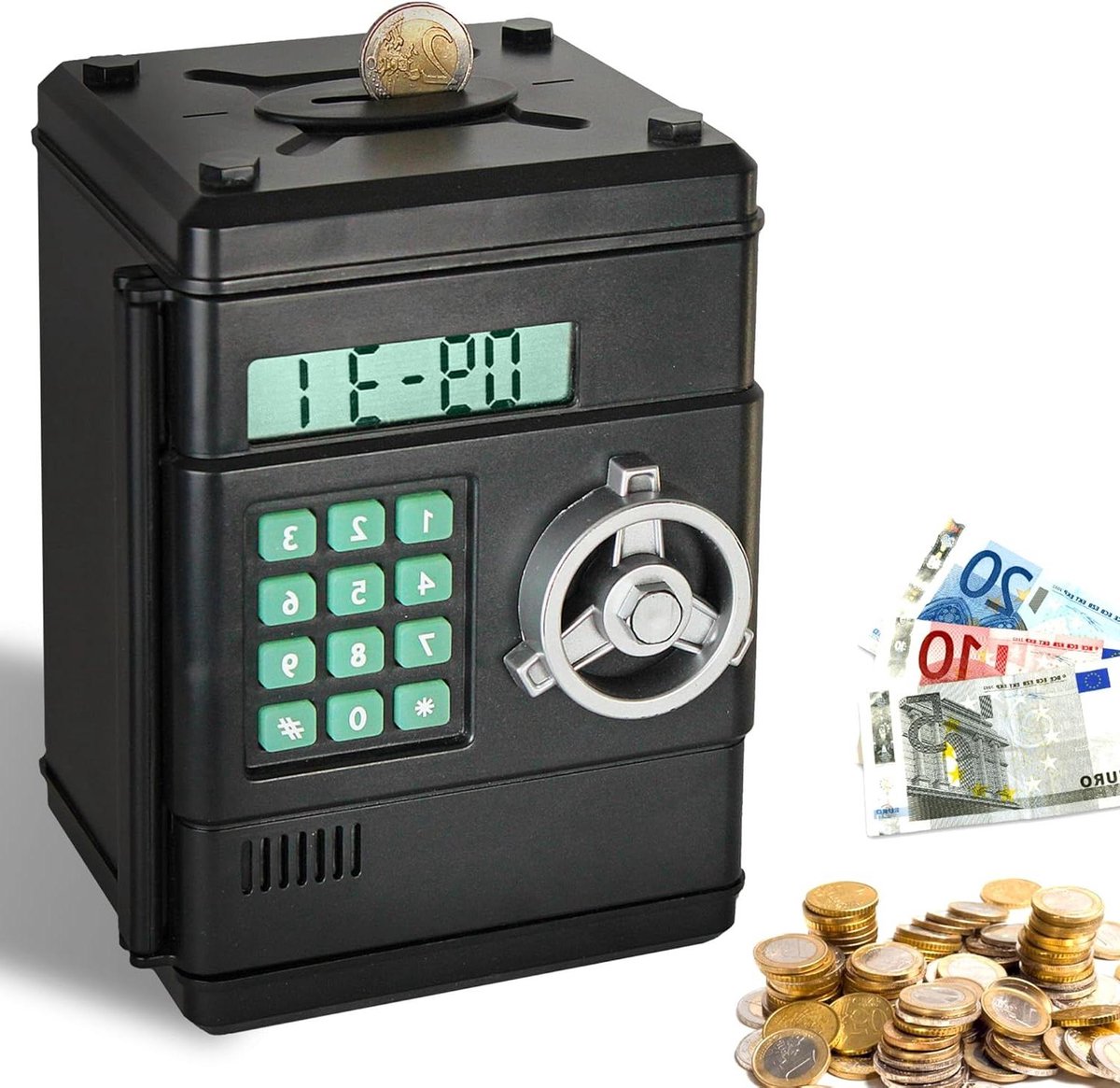 Elektronische Spaarpot Automatische Telling Digitale Kluis 6-cijferige Code Vak Munten Bankbiljetten Klokfunctie Verjaardag Kerstmis Kinderen Volwassenen spaarpot volwassenen