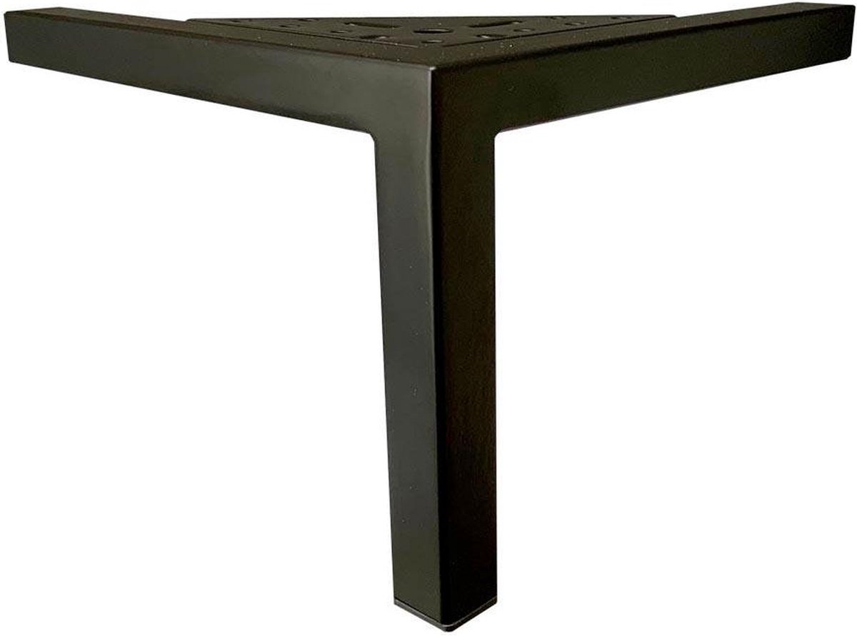 Stalen meubelpoot zwart hoek 18 bij 18 cm en hoogte 12 cm (2 x 2 cm) - Set van 4 stuks