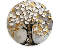 WallCircle® Wandcirkel 90x90 cm - Muurcirkel Boom - Abstract - Verf look - Levensboom - Natuur - Modern - Muurdecoratie woonkamer - Wanddecoratie slaapkamer - Kamer decoratie accessoires - Ronde schilderijen - Woonaccessoires binnen