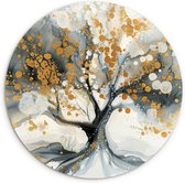WallCircle® Wandcirkel 140x140 cm - Muurcirkel Boom - Modern - Abstract - Kunst - Marmer - Levensboom - Muurdecoratie woonkamer - Wanddecoratie slaapkamer - Kamer decoratie accessoires - Ronde schilderijen - Woonaccessoires binnen