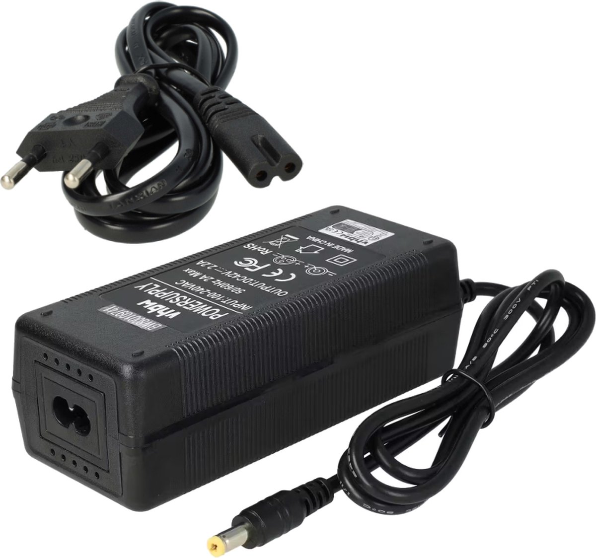 Oplader voor E-bike - Voor 36V Accu's - 42V - 2,2A - 100W - 5,5x2,1mm - Zwart