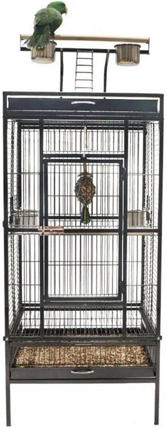 Keddoc Vogelkooi Conure Swift - Papegaaienkooi - Voor Voor Kleine Papegaaien & Grote Parkieten - Antraciet - 56 x 61 x 166 cm