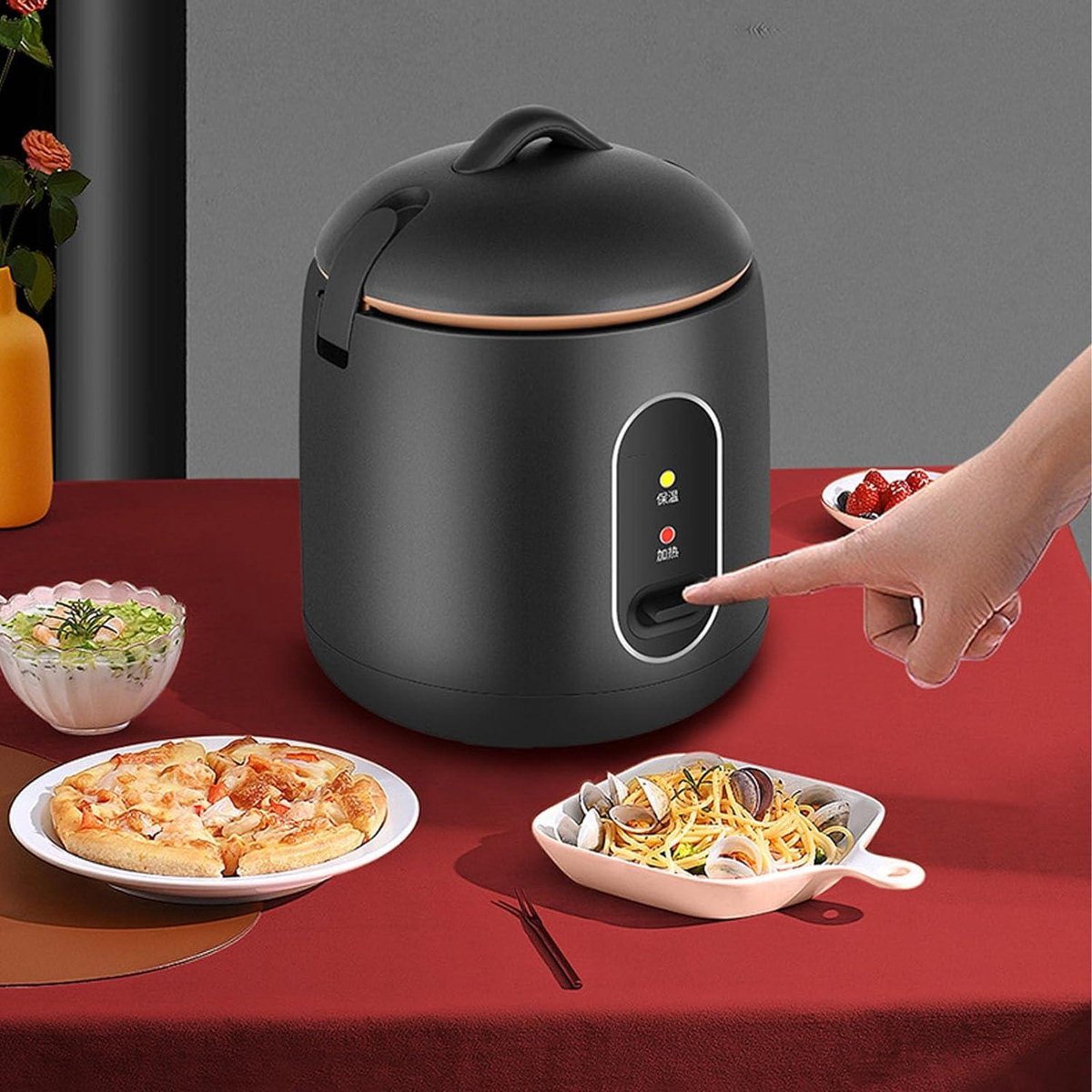 Mini Rijstkoker met Stomende Pot Voering voor Thuis en Slaapzaal - Kleine Automatische Thermische Rijstkoker